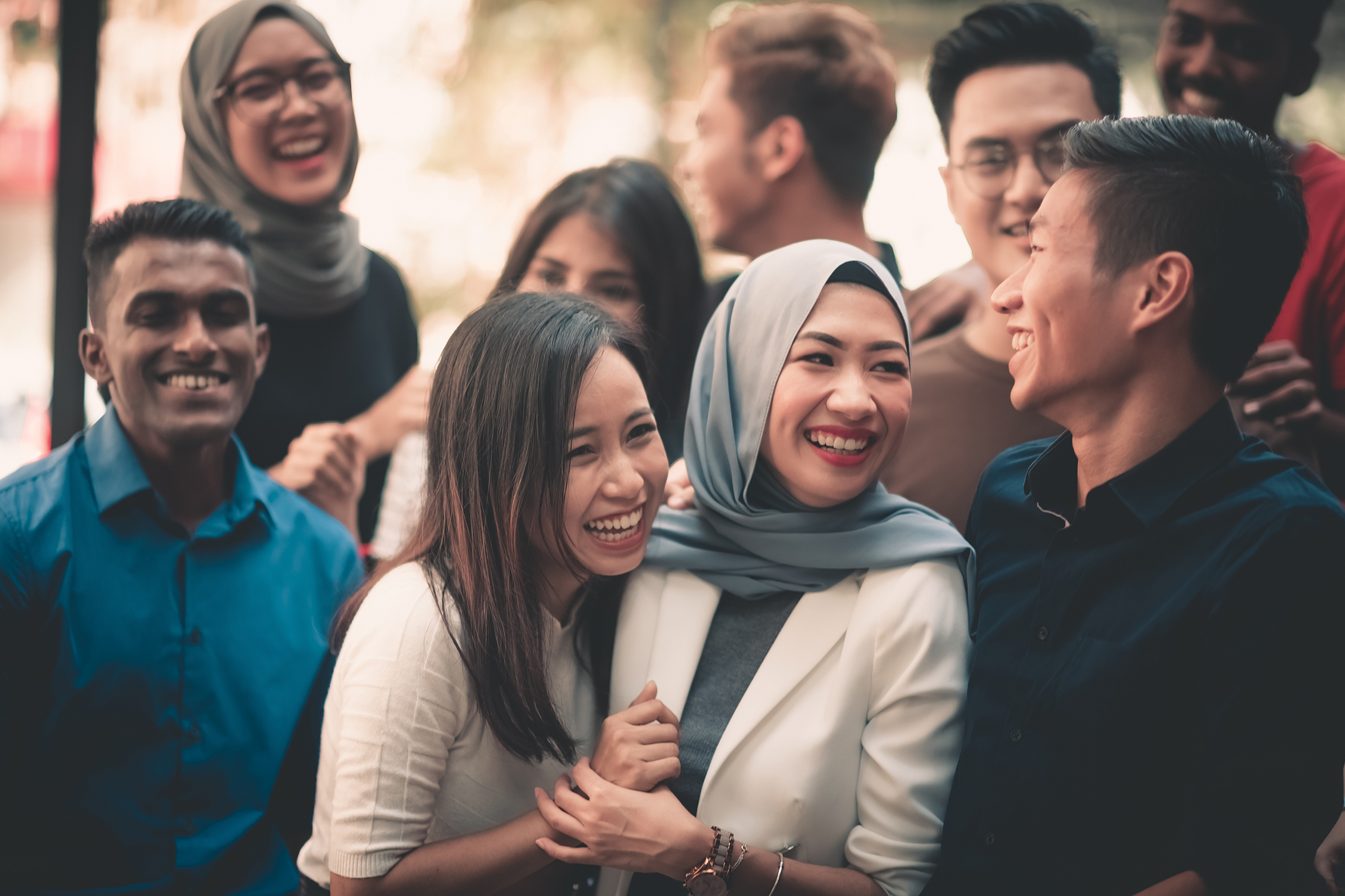 Group of young adults gathering