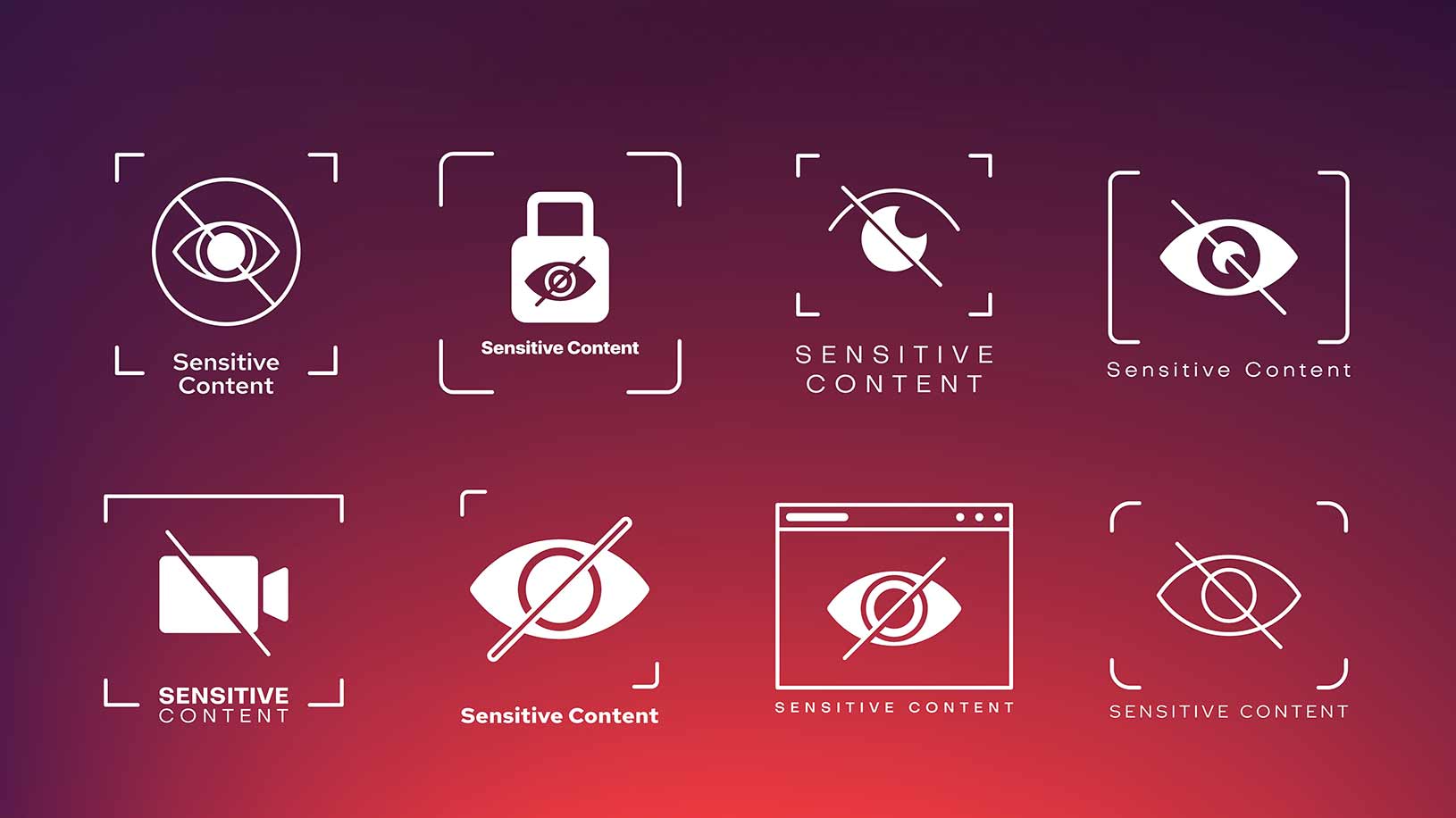 various sensitive content warning symbols