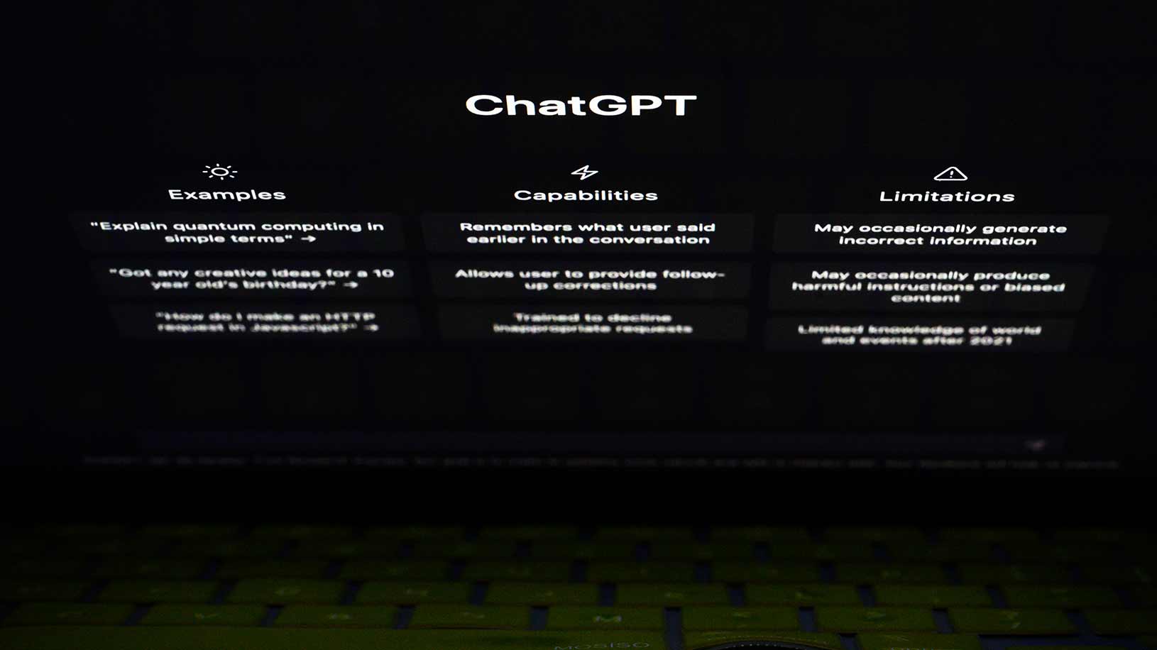 ChatGPT screen on a laptop