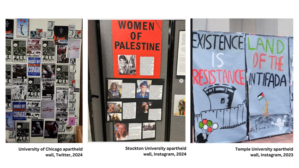 Screenshots of "Apartheid Walls" on campuses.