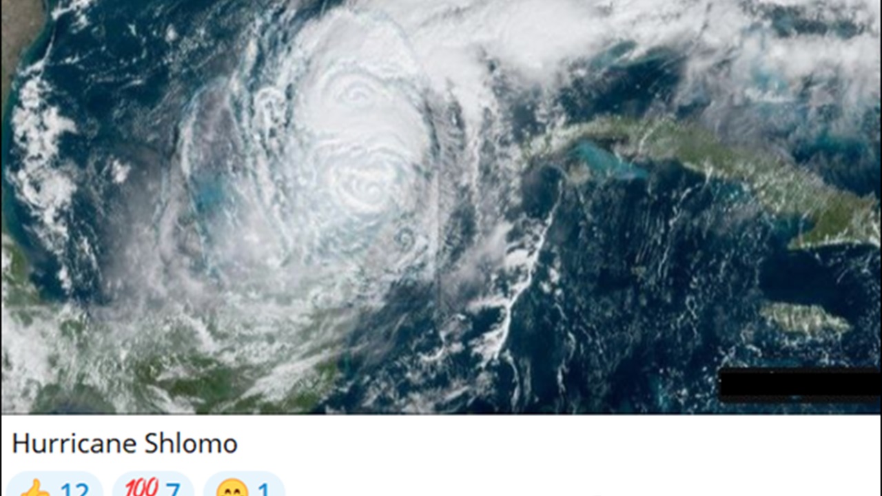 On October 8, 2024, an antisemitic Telegram channel used Generative Artificial Intelligence (GAI) to depict the Happy Merchant as Hurricane Milton.