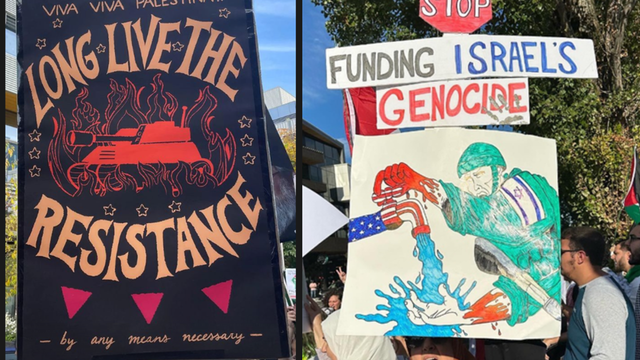 Images from rallies co-sponsored by Samidoun Seattle and SUPER UW