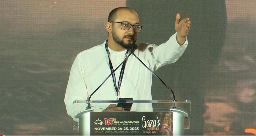 AMP's Taher Herzallah speaks at AMP’s 2023 Palestine Convention.