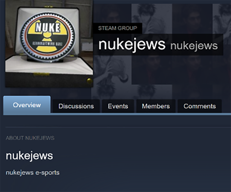 Antisemitic groups detected via keyword queries on Steam Community.