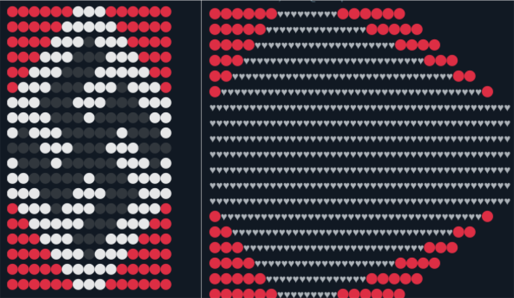 Left: Emoji-based swastika posted to Steam, seen before Steam has attempted to censor the shape. Right: The emoji-based swastika posted to Steam, seen after Steam has filtered the swastika shape.