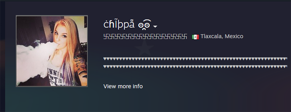 Keyword filtering does not apply to all fields—The swastikas in the user’s real name field are not filtered, even as Steam detects them in the user’s profile summary.