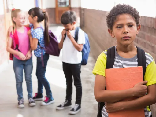 Pupils Friends Teasing a Pupil Standing Alone