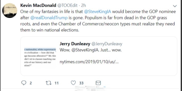 Kevin MacDonald tweet Steve King